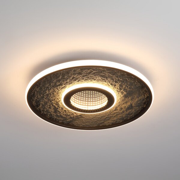 Searchlight Φωτιστικό οροφής LED Lumadisc, μαύρο, Ø 41 cm, μέταλλο/σιλικόνη, ρυθμιζόμενος, Μαύρο, Σαλόνι / τραπεζαρία, Μέταλλο, σύγχρονο