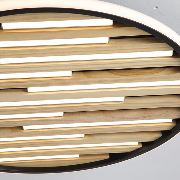 Searchlight Φωτιστικό οροφής LED Equalise, Ø 49 cm, μαύρο/ανοιχτό καφέ, μέταλλο, ρυθμιζόμενος, Μαύρο, Σαλόνι / τραπεζαρία, Μέταλλο