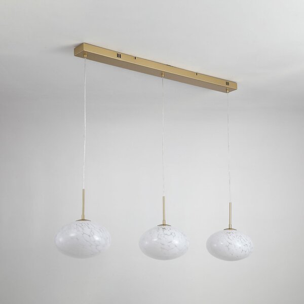 Searchlight Κρεμαστό φωτιστικό LED Confetti, μήκος 115 cm χρυσό/λευκό, γυαλί, ρυθμιζόμενος, Χρυσό / Ορείχαλκου, Σαλόνι / τραπεζαρία, Γυαλί, σύγχρονο