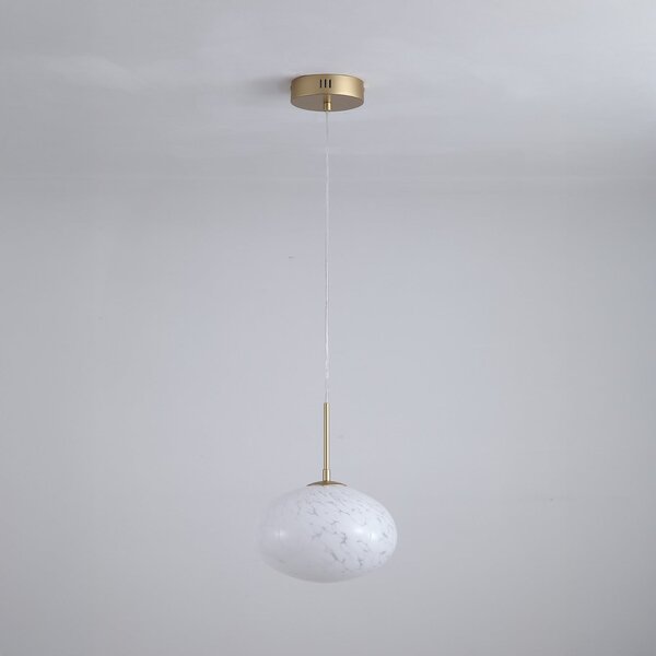 Searchlight Κρεμαστό φωτιστικό LED Confetti, Ø 25 cm, χρυσό/λευκό, γυαλί, ρυθμιζόμενος, Χρυσό / Ορείχαλκου, Σαλόνι / τραπεζαρία, Γυαλί, σύγχρονο