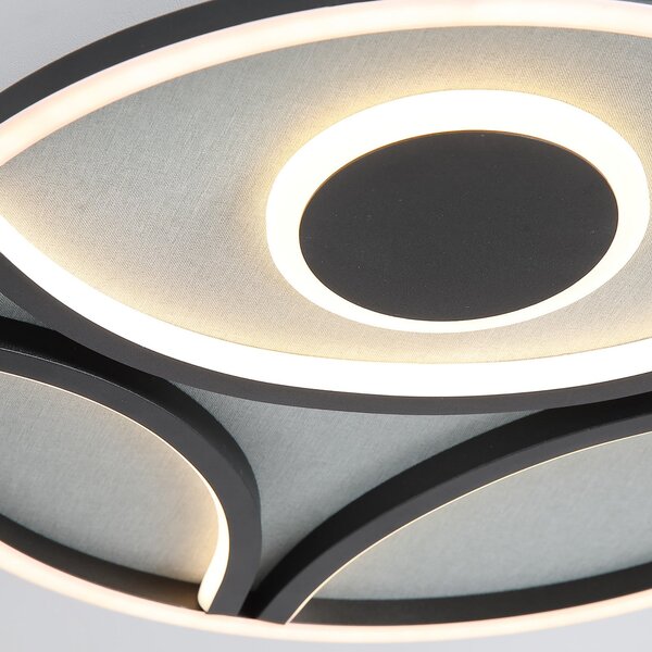 Searchlight LED φωτιστικό οροφής Zendisc, μοτίβο ημικύκλιο, Ø 39 cm, μαύρο, ρυθμιζόμενος, Μαύρο, Σαλόνι / τραπεζαρία, Μέταλλο, σύγχρονο
