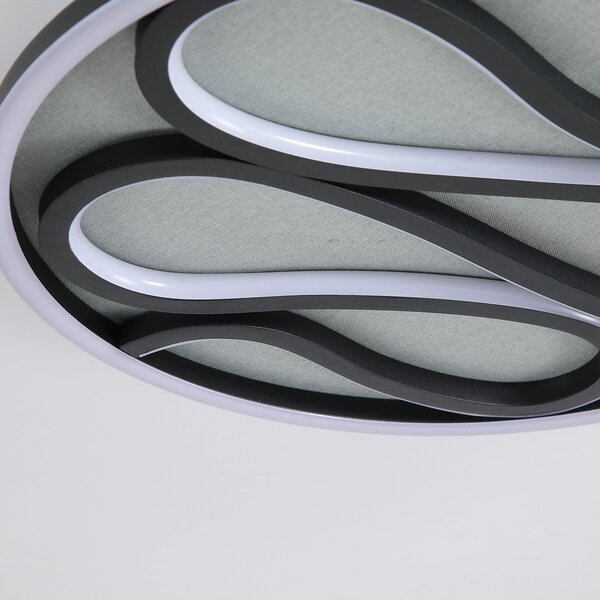 Searchlight LED φωτιστικό οροφής Zendisc, μοτίβο σταγόνες, Ø 39 cm, μαύρο, ρυθμιζόμενος, Μαύρο, Σαλόνι / τραπεζαρία, Μέταλλο, σύγχρονο
