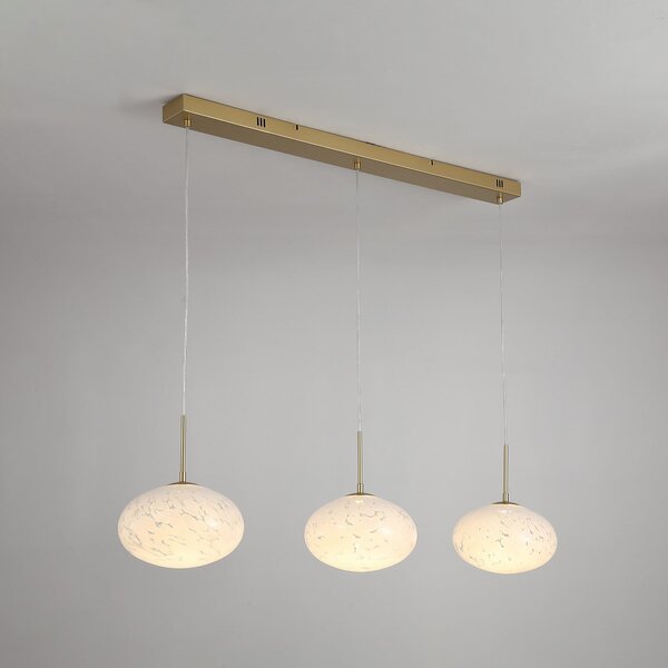 Searchlight Κρεμαστό φωτιστικό LED Confetti, μήκος 115 cm χρυσό/λευκό, γυαλί, ρυθμιζόμενος, Χρυσό / Ορείχαλκου, Σαλόνι / τραπεζαρία, Γυαλί, σύγχρονο