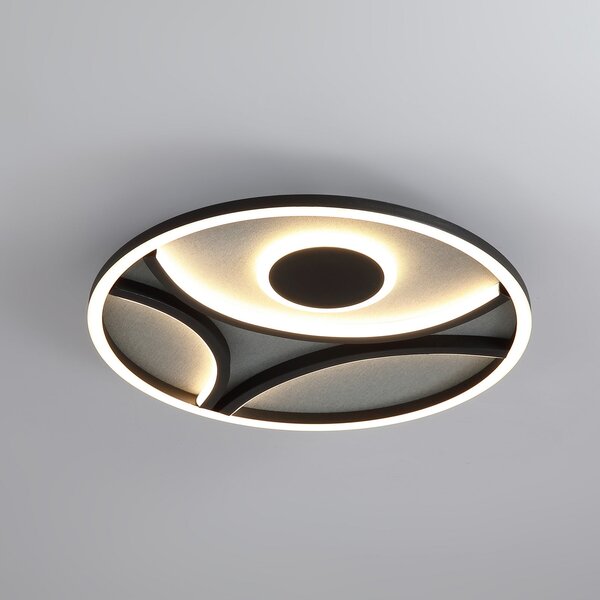 Searchlight LED φωτιστικό οροφής Zendisc, μοτίβο ημικύκλιο, Ø 39 cm, μαύρο, ρυθμιζόμενος, Μαύρο, Σαλόνι / τραπεζαρία, Μέταλλο, σύγχρονο