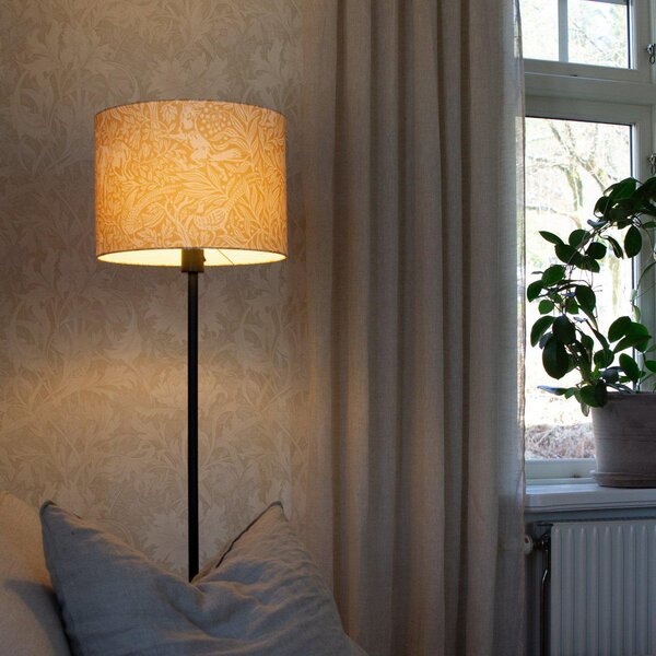 PR Home Φωτιστικό δαπέδου Amy, κίτρινο/μαύρο, ύψος 150 cm, ύφασμα, E27, Μαύρο, Σαλόνι / τραπεζαρία, Ύφασμα / Κλωστοϋφαντουργία