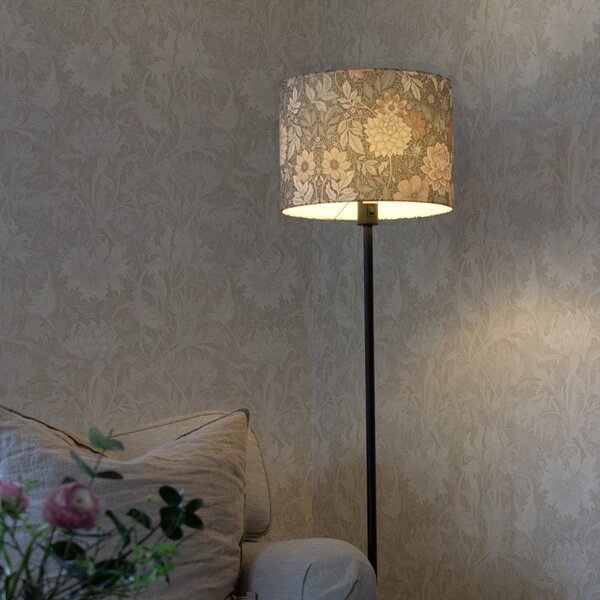 PR Home Φωτιστικό δαπέδου Amy, Dahlia πράσινο/μαύρο, 150 cm, ύφασμα, E27, Μαύρο, Σαλόνι / τραπεζαρία, Ύφασμα / Κλωστοϋφαντουργία