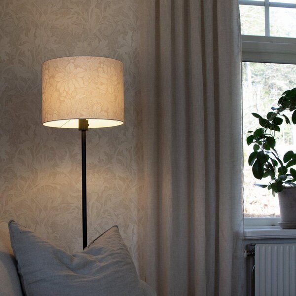 PR Home Φωτιστικό δαπέδου Amy, μπεζ/μαύρο, ύψος 150 cm, ύφασμα, E27, Μαύρο, Σαλόνι / τραπεζαρία, Ύφασμα / Κλωστοϋφαντουργία