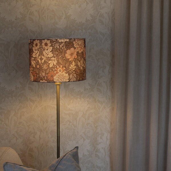 PR Home Φωτιστικό δαπέδου Amy, Dahlia καφέ/χρυσό, ύψος 150 cm, ύφασμα, E27, Καφέ / Σκουριάς, Σαλόνι / τραπεζαρία, Ύφασμα / Κλωστοϋφαντουργία