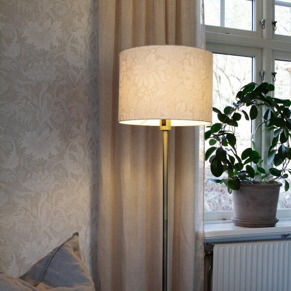 PR Home Φωτιστικό δαπέδου Amy, μπεζ/χρυσό, ύψος 150 cm, ύφασμα, E27, Χρυσό / Ορείχαλκου, Σαλόνι / τραπεζαρία, Ύφασμα / Κλωστοϋφαντουργία