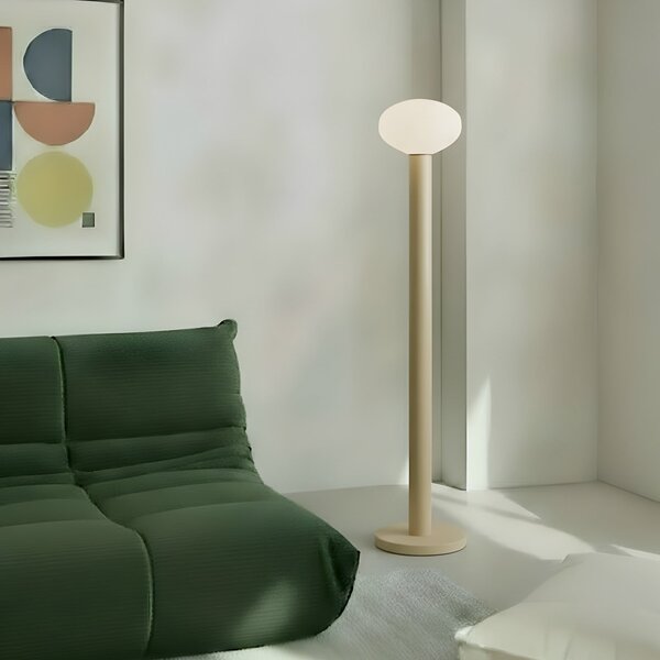 ALDEX Φωτιστικό δαπέδου Flo, μπεζ, ύψος 138 cm, 1 λάμπα, γυαλί, Μπεζ, Σαλόνι / τραπεζαρία, Μέταλλο, σχεδιασμός