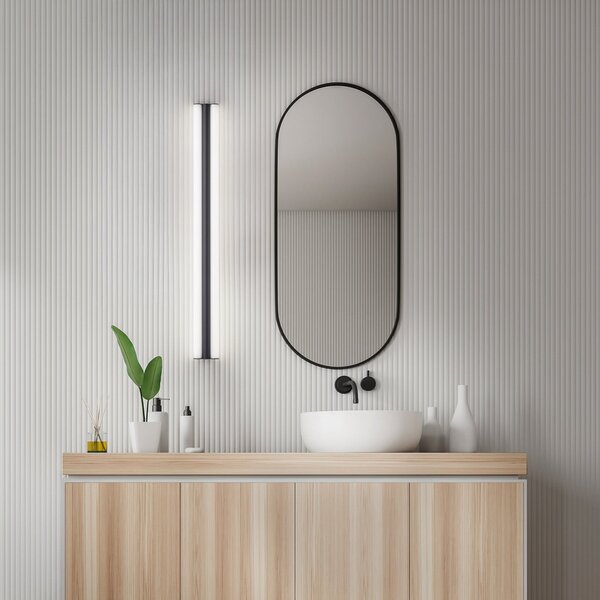 Helestra LED καθρέφτης LOOM, μήκος 90 cm, μαύρο, IP44, Μαύρο, Μπάνιο, Μέταλλο