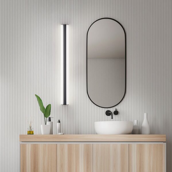 Helestra LED καθρέφτης LOOM, μήκος 120 cm, μαύρο, IP44, Μαύρο, Μπάνιο, Μέταλλο