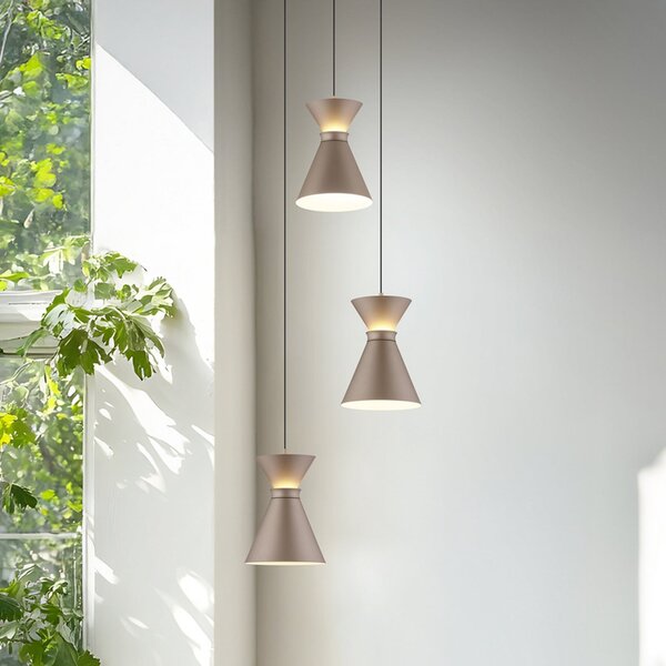 Helestra LED κρεμαστή λάμπα LUK, 3 φώτα, καφέ, ρυθμιζόμενη ένταση φωτισμού, ρυθμιζόμενος, Καφέ / Σκουριάς, Κουζίνα, Αλουμίνιο