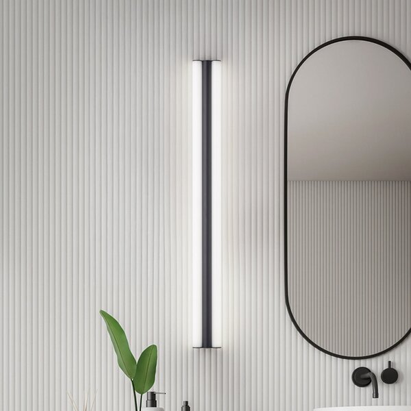 Helestra LED καθρέφτης LOOM, μήκος 90 cm, μαύρο, IP44, Μαύρο, Μπάνιο, Μέταλλο