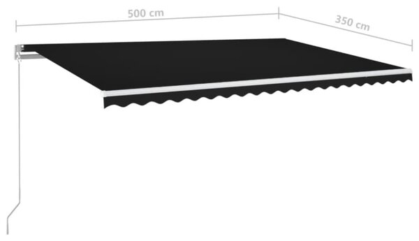 Τέντα Συρόμενη Χειροκίνητη Ανθρακί 500x350 εκ. - Ανθρακί