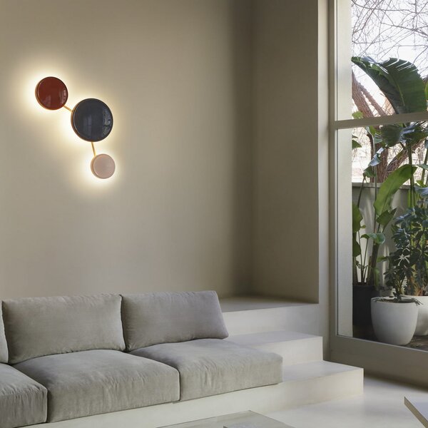 MARSET LED απλίκα Caramel, μπλε, Ø 38 cm, TRIAC, γυαλί, ρυθμιζόμενος, Μπλε, Σαλόνι / τραπεζαρία, Γυαλί, σχεδιασμός