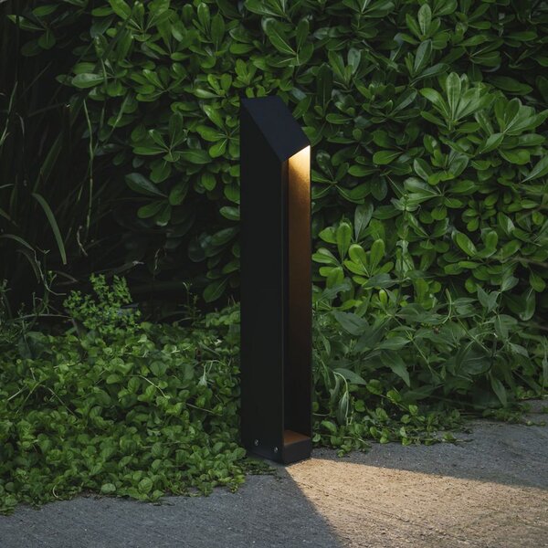 MARSET LED-Sockellampe Domus, ύψος 55 cm, μαύρο, αλουμίνιο, ρυθμιζόμενος, Μαύρο, Αλουμίνιο, σχεδιασμός