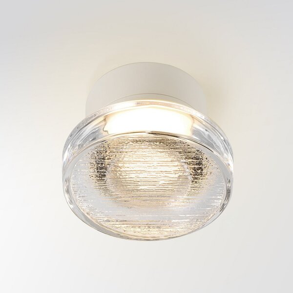 MARSET LED εξωτερική λάμπα τοίχου Roc, Ø 14 cm, λευκή/ημιδιαφανής, ρυθμιζόμενος, Λευκό, Αλουμίνιο, σχεδιασμός