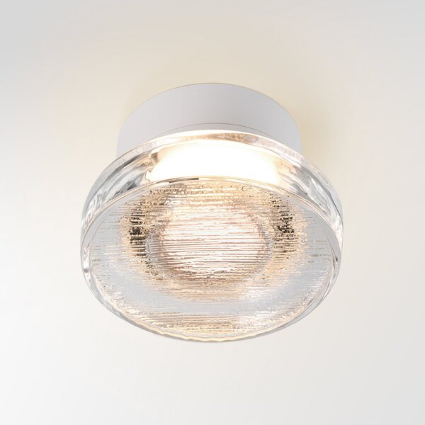 MARSET LED εξωτερική λάμπα τοίχου Roc, Ø 17 cm, λευκή/ημιδιαφανής, ρυθμιζόμενος, Λευκό, Αλουμίνιο, σχεδιασμός
