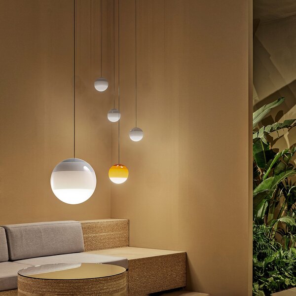 MARSET LED κρεμαστό φωτιστικό Dipping Light Ø 20 cm λευκό, ρυθμιζόμενος, Λευκό, Σαλόνι / τραπεζαρία, Γυαλί, σχεδιασμός, Σφαίρα