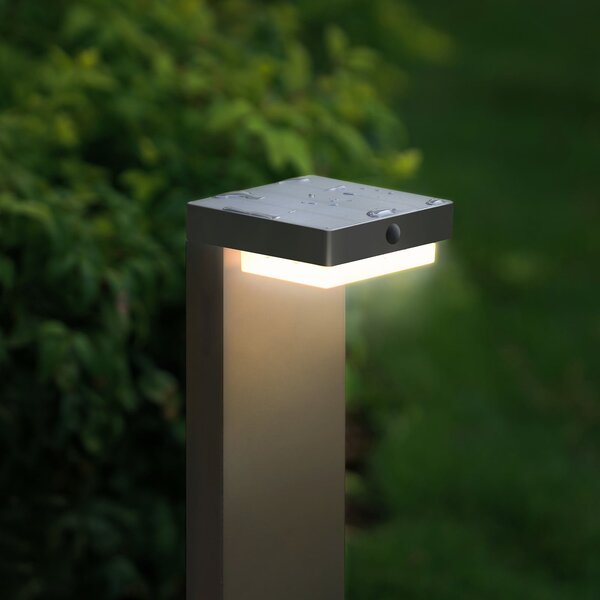 G & L Handels GmbH LED-Akku-Außenwegeleuchte 800104, ανθρακί, IP44, αισθητήρας, Μαύρο, Αλουμίνιο