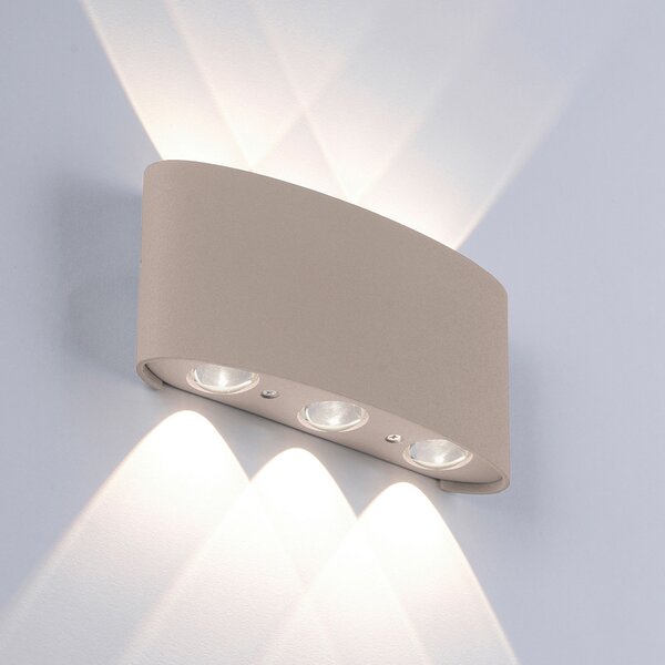 Paul Neuhaus LED εξωτερική λάμπα τοίχου Carlo, 17 cm, χρώμα άμμου, Μπεζ, Αλουμίνιο, σύγχρονο