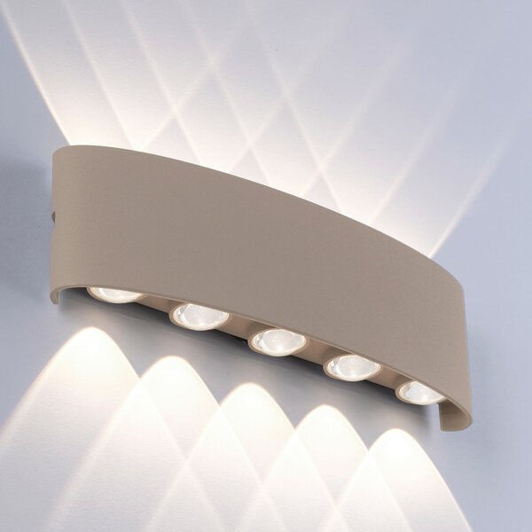 Paul Neuhaus LED εξωτερική λάμπα τοίχου Carlo, 27 cm, χρώμα άμμου, Μπεζ, Αλουμίνιο, σύγχρονο
