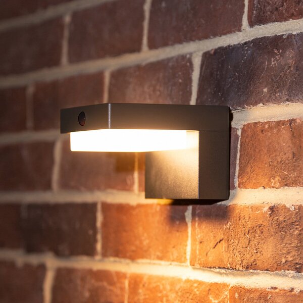 G & L Handels GmbH LED-Akku-Wandleuchte 800104, ανθρακί, IP44, αισθητήρας, Μαύρο, Αλουμίνιο