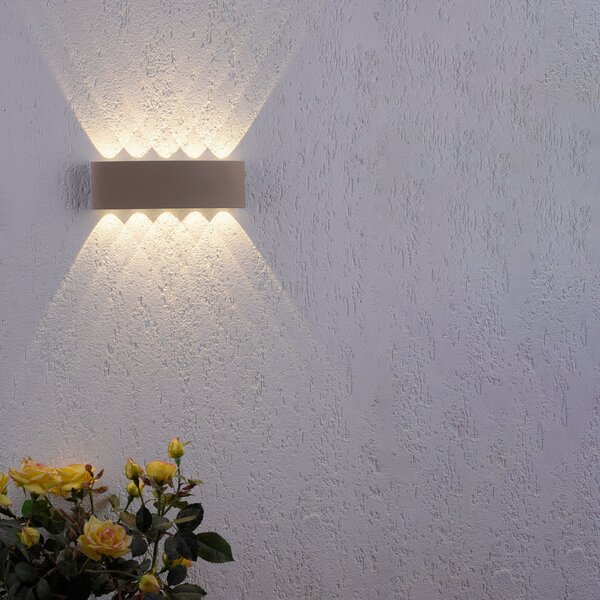 Paul Neuhaus LED εξωτερική λάμπα τοίχου Carlo, 27 cm, χρώμα άμμου, Μπεζ, Αλουμίνιο, σύγχρονο