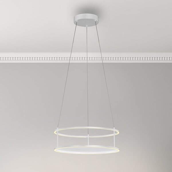 Paul Neuhaus Κρεμαστό φωτιστικό LED Conni, λευκό, Ø 50 cm, ρυθμιζόμενος, Λευκό, Σαλόνι / τραπεζαρία, Μέταλλο, σύγχρονο