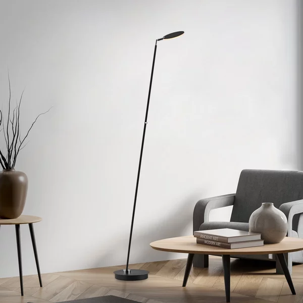 Paul Neuhaus LED-Stehleuchte Akku-Bente, μαύρο, CCT, USB-C, ρυθμιζόμενος, Μαύρο, Μελέτη / Γραφείο, Μέταλλο, σύγχρονο