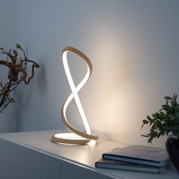 Paul Neuhaus LED επιτραπέζια λάμπα Twist, χρώμα άμμου, ύψος 42 cm, ρυθμιζόμενος, Μπεζ, υπνοδωμάτιο, Αλουμίνιο, σύγχρονο