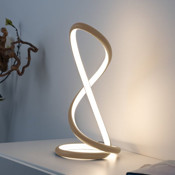 Paul Neuhaus LED επιτραπέζια λάμπα Twist, χρώμα άμμου, ύψος 42 cm, ρυθμιζόμενος, Μπεζ, υπνοδωμάτιο, Αλουμίνιο, σύγχρονο