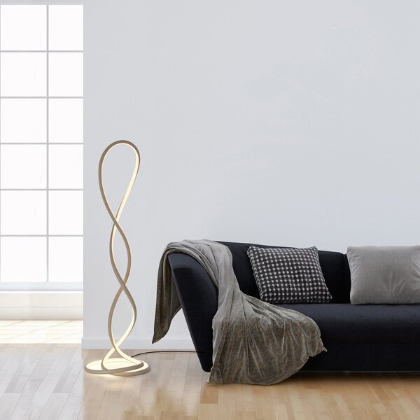 Paul Neuhaus Φωτιστικό δαπέδου LED Twist, χρώμα άμμου, ύψος 143 cm, ρυθμιζόμενος, Μπεζ, Σαλόνι / τραπεζαρία, Αλουμίνιο, σύγχρονο