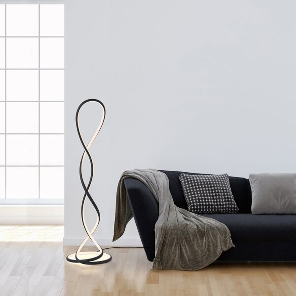 Paul Neuhaus LED-Stehlampe Twist, μαύρο, ύψος 143 cm, ρυθμιζόμενος, Μαύρο, Σαλόνι / τραπεζαρία, Αλουμίνιο, σύγχρονο