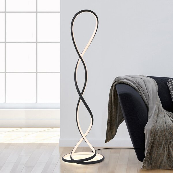 Paul Neuhaus LED-Stehlampe Twist, μαύρο, ύψος 143 cm, ρυθμιζόμενος, Μαύρο, Σαλόνι / τραπεζαρία, Αλουμίνιο, σύγχρονο