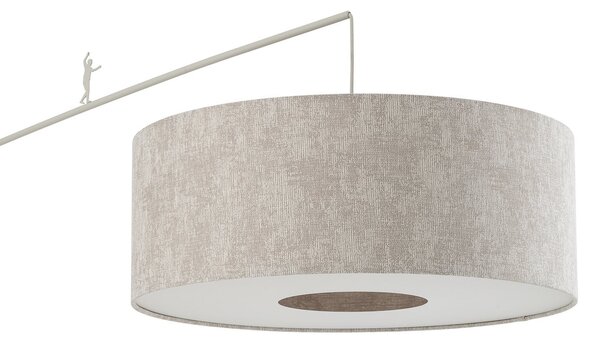 Nowodvorski Lighting Λάμπα τόξου Poise B, γκρι, ατσάλι, ύφασμα, έκταση 255 cm, Γκρι, Σαλόνι / τραπεζαρία, Μέταλλο, σύγχρονο, Μόνιμη σκιά