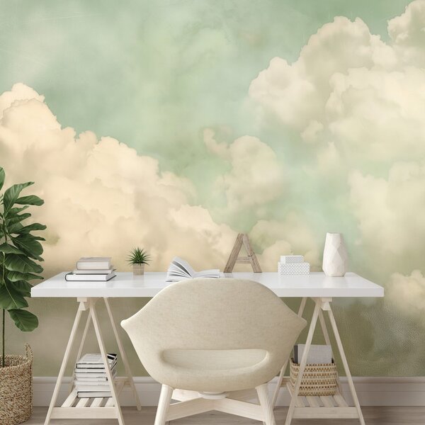 Ταπετσαρία τοίχου απαλά παστέλ σύννεφα