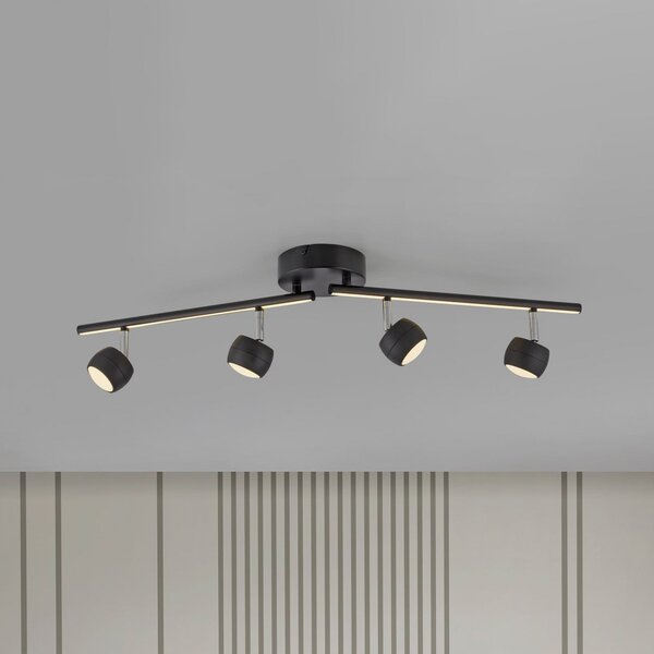 JUST LIGHT. GmbH LED-Deckenspot Jarik, 4-fl., μαύρο, 3.000 K, ρυθμιζόμενος, Μαύρο, Σαλόνι / τραπεζαρία, Μέταλλο, σύγχρονο