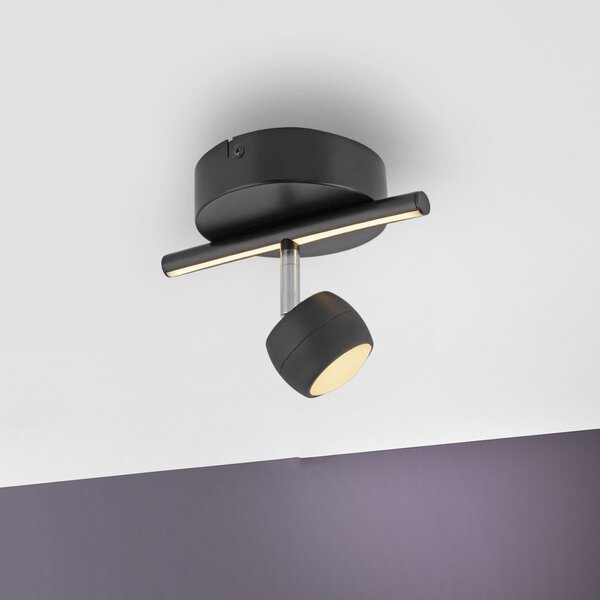 JUST LIGHT. GmbH LED-Deckenspot Jarik, 1-fl., μαύρο, 3.000 K, ρυθμιζόμενος, Μαύρο, Σαλόνι / τραπεζαρία, Μέταλλο, σύγχρονο