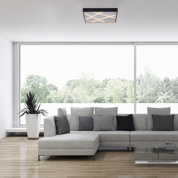 JUST LIGHT. GmbH Φωτιστικό οροφής LED Mikado, 50 x cm, μαύρο, ρυθμιζόμενος, Μαύρο, Σαλόνι / τραπεζαρία, Μέταλλο, σύγχρονο