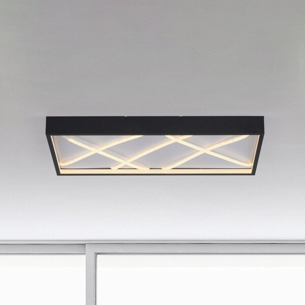 JUST LIGHT. GmbH Φωτιστικό οροφής LED Mikado, 60 x 30 cm, μαύρο, ρυθμιζόμενος, Μαύρο, Σαλόνι / τραπεζαρία, Μέταλλο, σύγχρονο