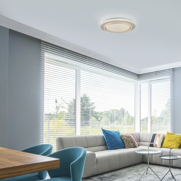 JUST LIGHT. GmbH Φωτιστικό οροφής LED Lago Ø 40 cm λευκό Τηλεχειριστήριο, ρυθμιζόμενος, Λευκό, Σαλόνι / τραπεζαρία, Μέταλλο, σύγχρονο