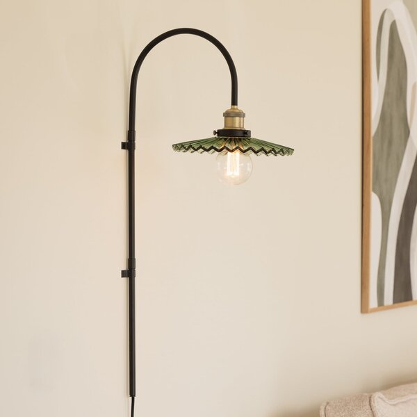 Globen Lighting Φωτιστικό τοίχου COBBLER, πράσινο, ύψος 75 cm, γυαλί, Μαύρο, Σαλόνι / τραπεζαρία, Γυαλί, σχεδιασμός