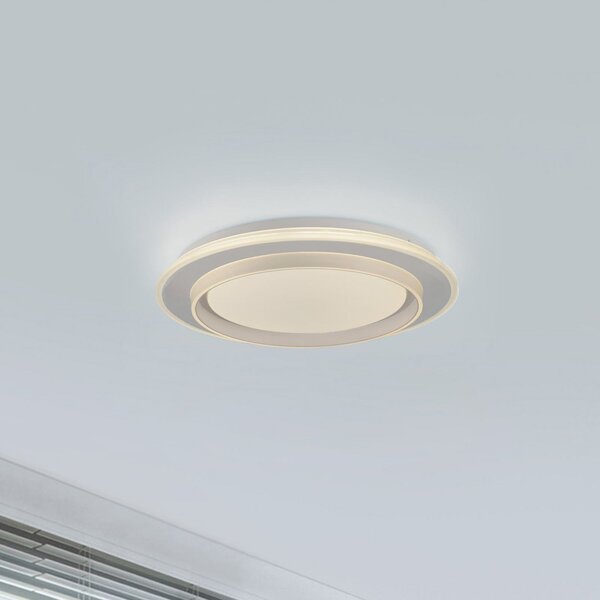JUST LIGHT. GmbH Φωτιστικό οροφής LED Lago Ø 40 cm λευκό Τηλεχειριστήριο, ρυθμιζόμενος, Λευκό, Σαλόνι / τραπεζαρία, Μέταλλο, σύγχρονο