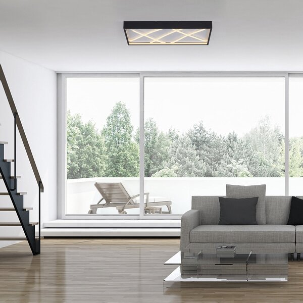 JUST LIGHT. GmbH Φωτιστικό οροφής LED Mikado, 60 x 30 cm, μαύρο, ρυθμιζόμενος, Μαύρο, Σαλόνι / τραπεζαρία, Μέταλλο, σύγχρονο