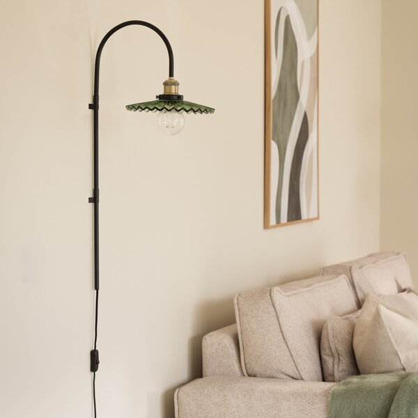 Globen Lighting Φωτιστικό τοίχου COBBLER, πράσινο, ύψος 75 cm, γυαλί, Μαύρο, Σαλόνι / τραπεζαρία, Γυαλί, σχεδιασμός