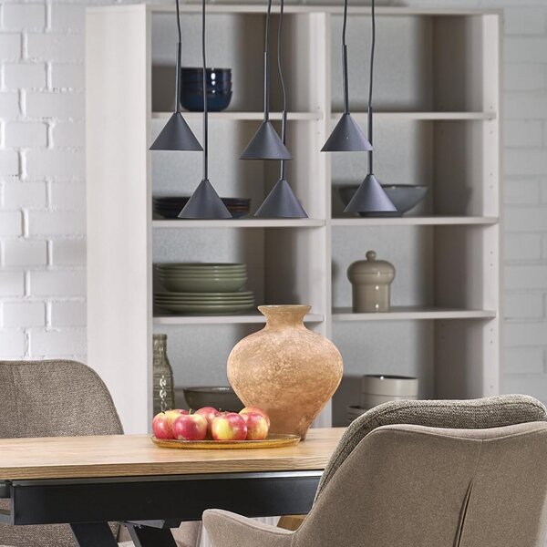 TK Lighting Κρεμαστό φωτιστικό Cono Mini, 6 φλόγες, μαύρο GU10, ρυθμιζόμενος, Μαύρο, Σαλόνι / τραπεζαρία, Μέταλλο, σύγχρονο