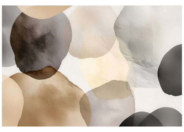 Ταπετσαρία τοίχου αφηρημένοι μπεζ ακουαρέλες κύκλοι