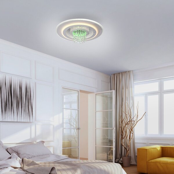 JUST LIGHT. GmbH Φωτιστικό οροφής LED Tolago RGB, CCT, λευκό, τηλεχειριστήριο, ρυθμιζόμενος, Λευκό, Σαλόνι / τραπεζαρία, Μέταλλο, σύγχρονο